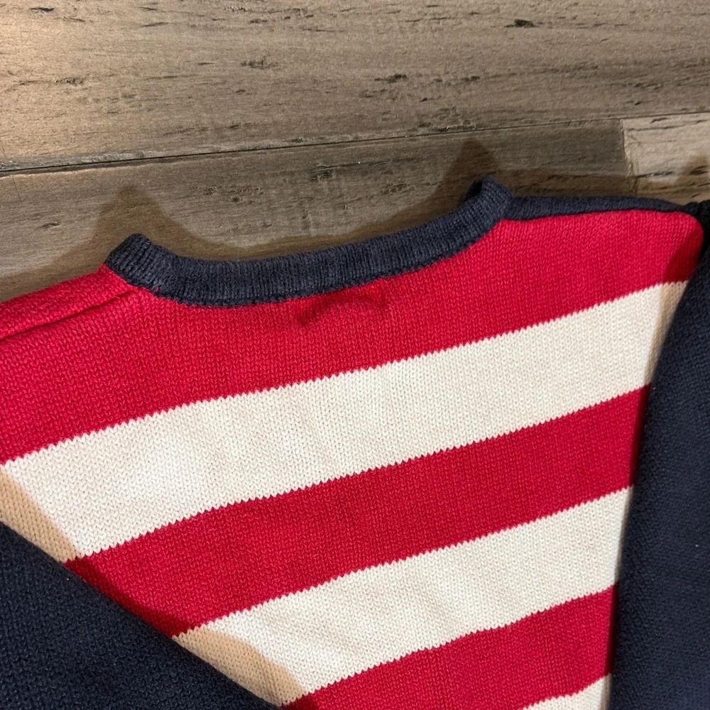 VTG Christopher & Banks woman American Flag Crewneck Sweater -Red, White & Navy - Picture 10 of 12